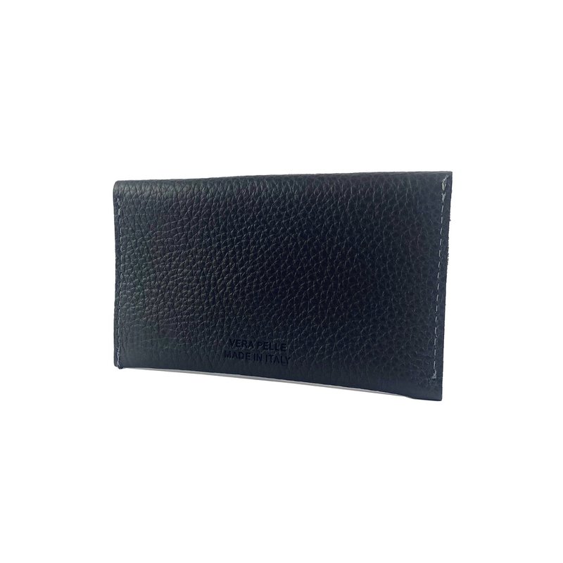 K0040AB | Sachet with flap Made in Italy in genuine full-grain leather, grained dollar - Color Black - Dimensions: 13 x 8 x 0.5 cm - Packaging: rigid bottom/lid Gift Box