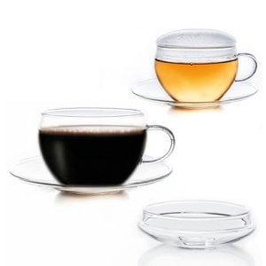 Creano glass cups set of 2 with lids 200ml