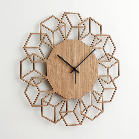 Holz-Wanduhr CUBEFLOWER