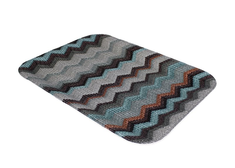 Tray flat gray blue orange serrated serving tray