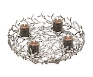EDZARD Advent wreath Porus, antler design, nickel-plated aluminum, ø 58 cm, with glasses ø 8 cm