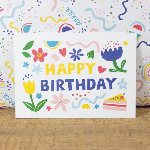 Ansichtkaart "Happy Birthday" gemaakt van gerecycled papier