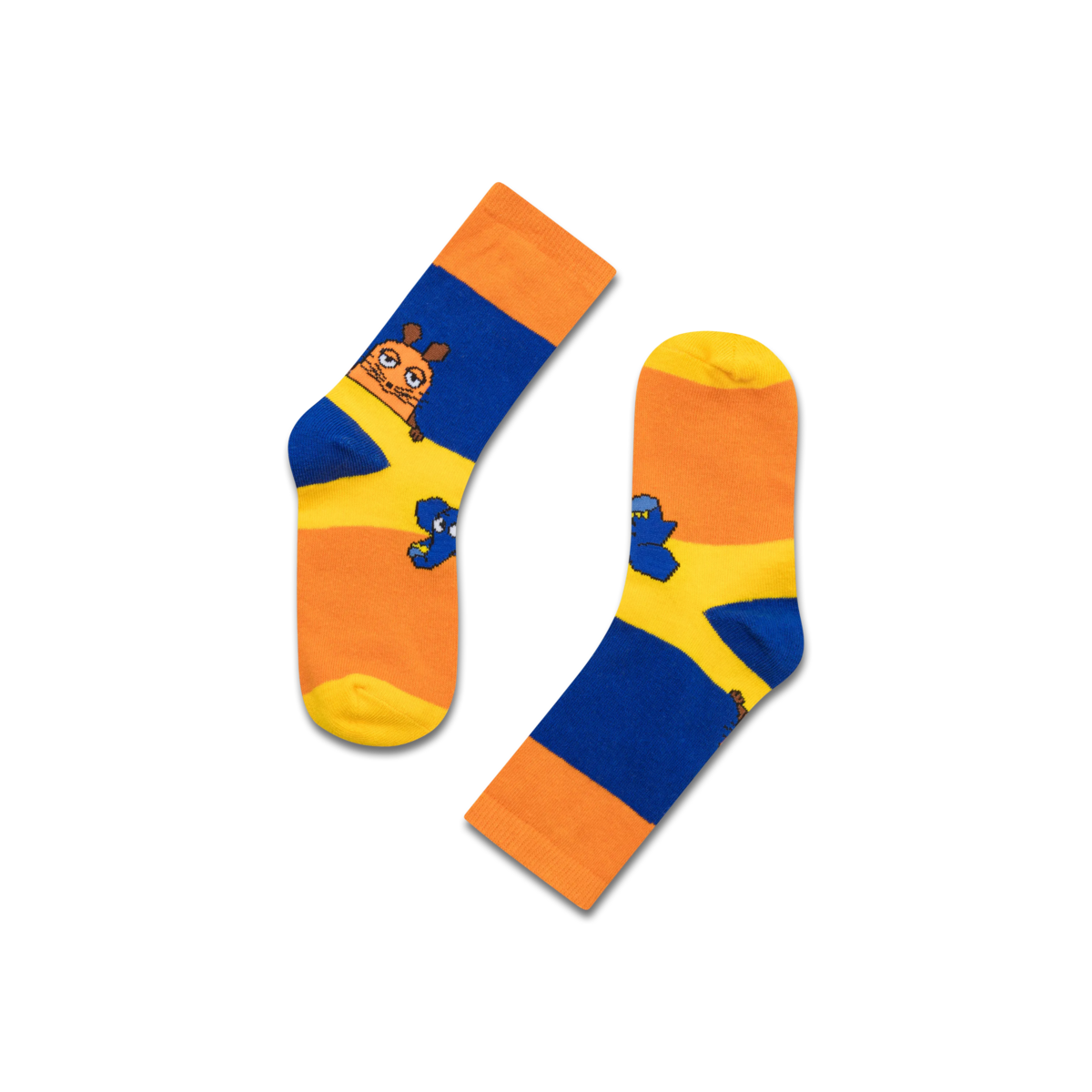koaa – Souris & Éléphant « Color Block » – Chaussettes bleu/jaune/orange
