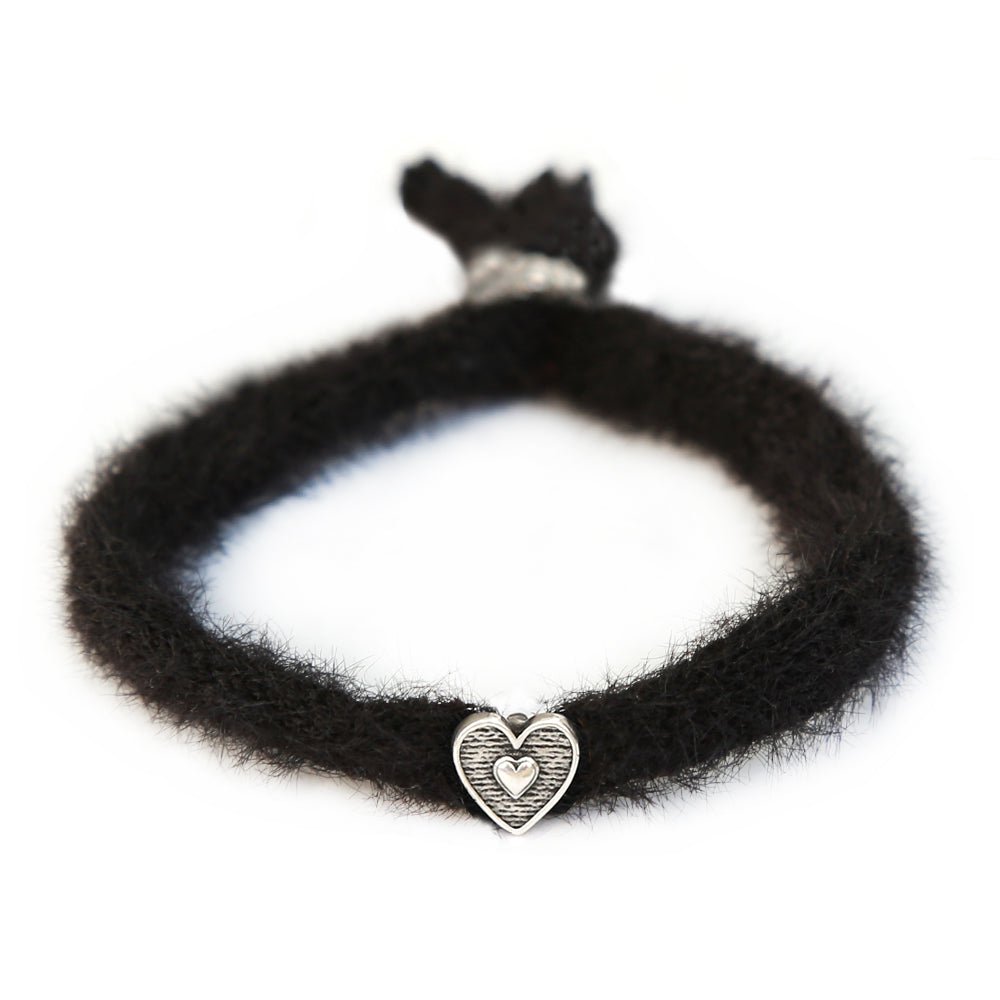 Bracelet moelleux noir argent