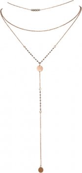 Chaîne cascade trois rangs avec cristaux beige-gris acier inoxydable rose