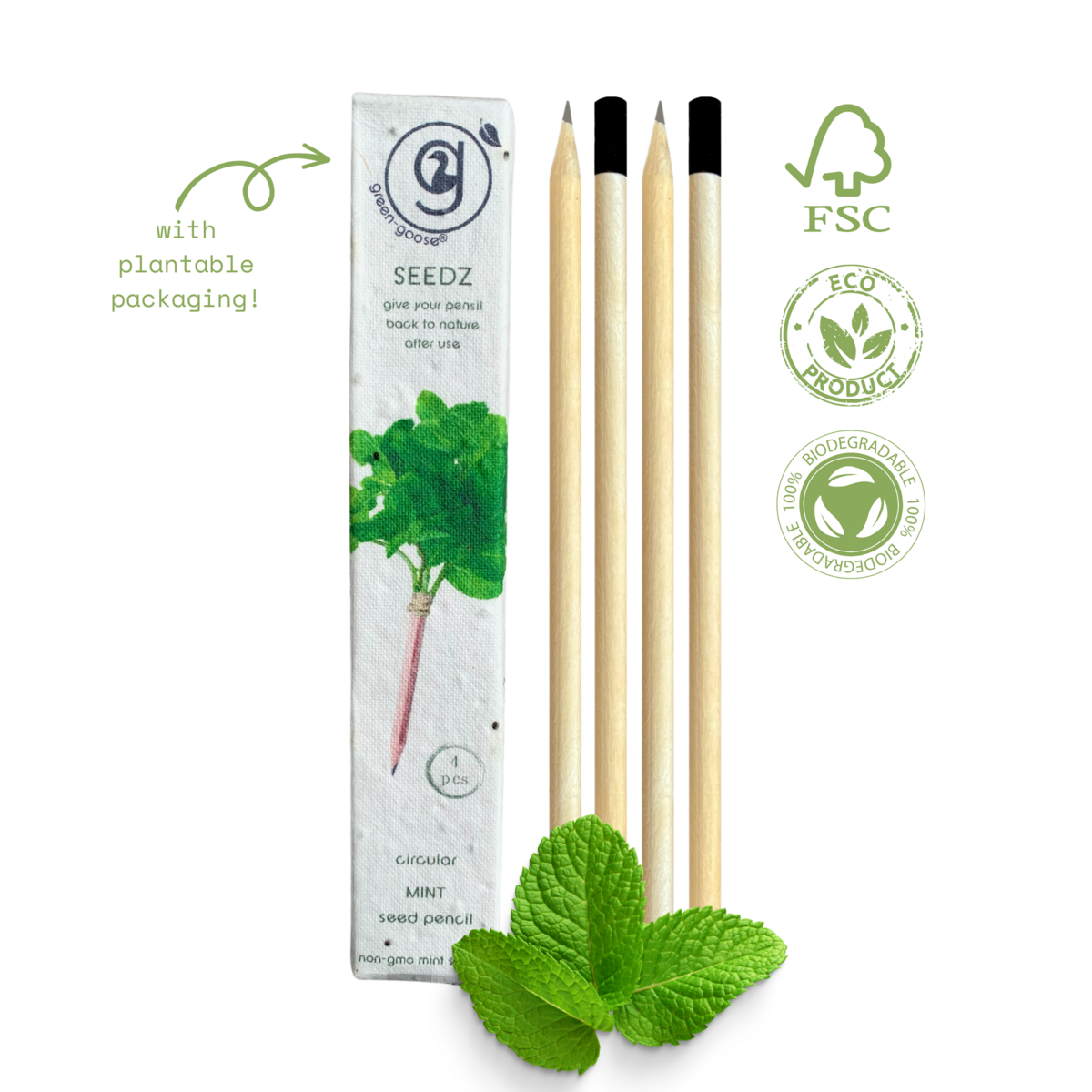 green-goose® Seedz Flower Pencil in Plantable Packaging - Mint
