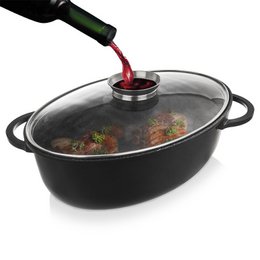Roosterend tin graniet met deksel ovale grande 8 l, 45x27,5 cm