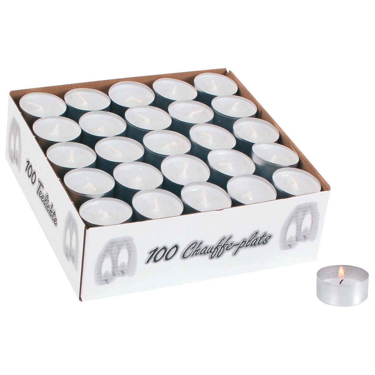 White tea lights, box of 100