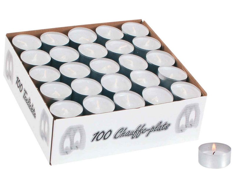 White tea lights, box of 100