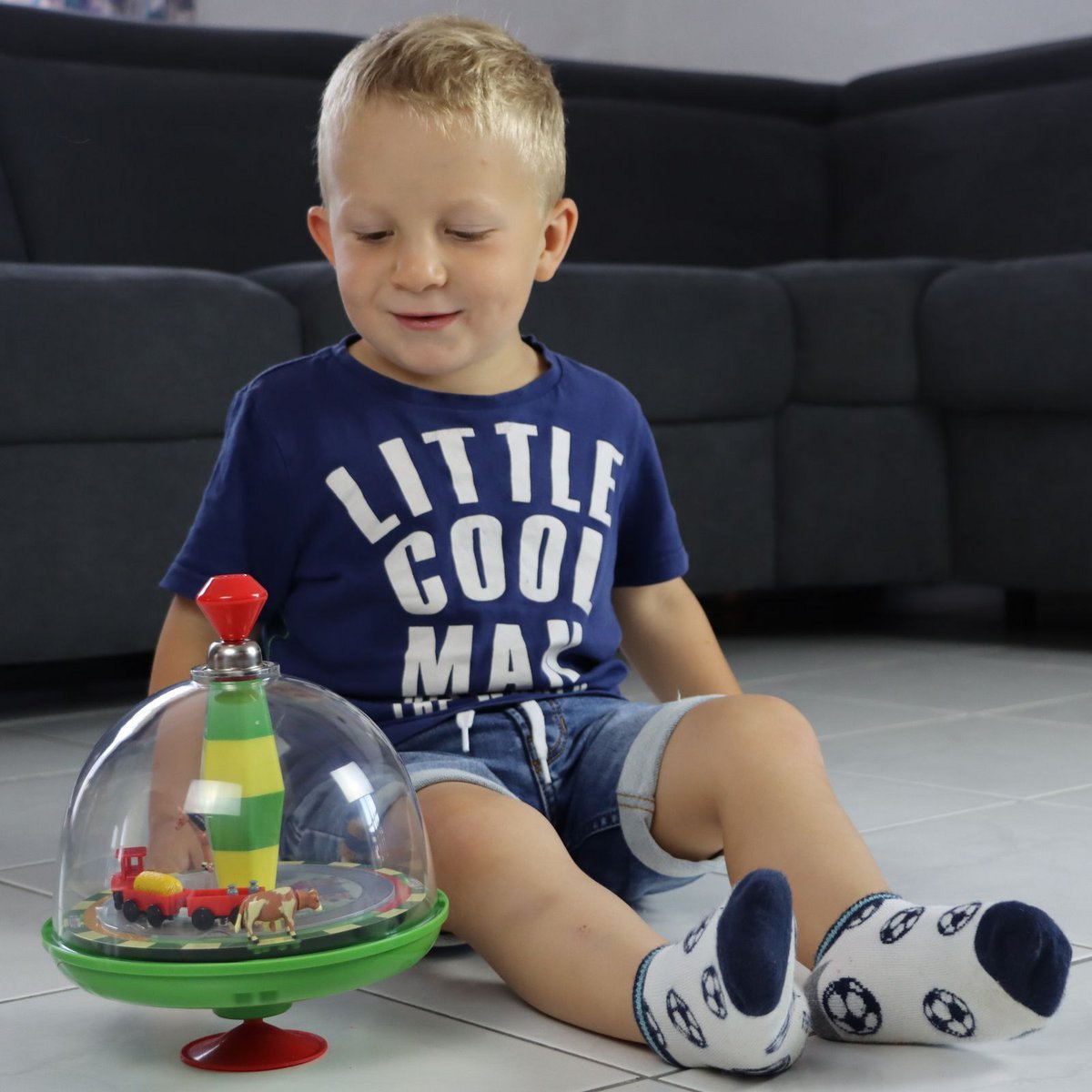 Bauernhof Panorama-Kreisel für Kinder, mit Sound und beweglichen Elementen, Ø 19 cm