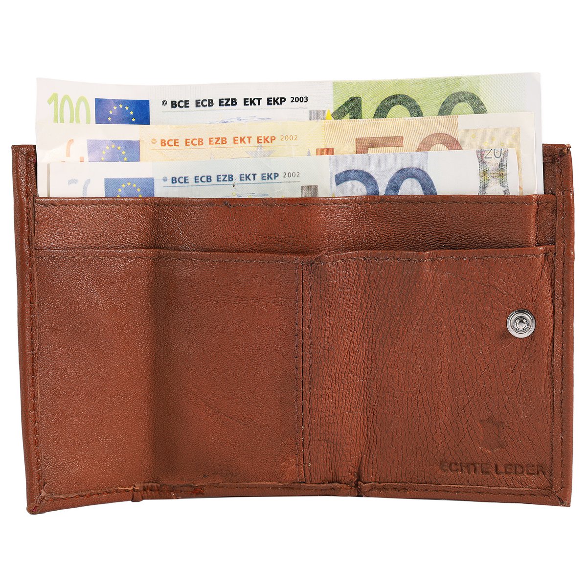 Excellanc mini portefeuille en cuir véritable en marron