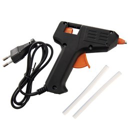  A black hot glue gun with two cartridges, suitable for crafting and DIY projects.
