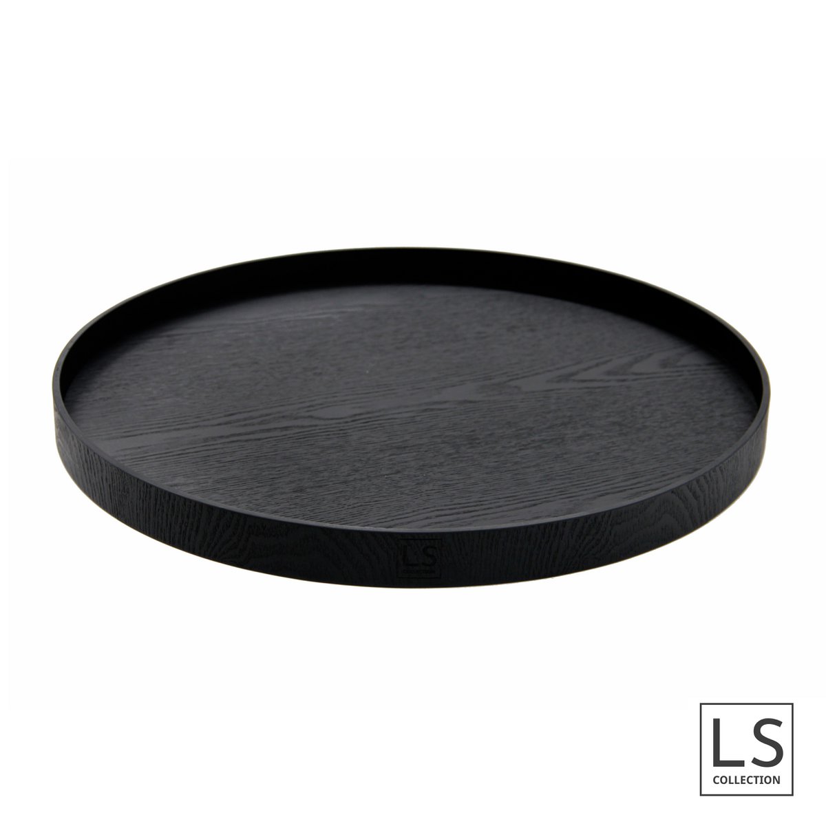 LS Collection® – Rund 40 cm – Tablett – Kerzentablett – Kerzentablett – Servierbrett – Holztablett – Holztablett – Plateau – Dekoration – Wohnaccessoires – Mattschwarz