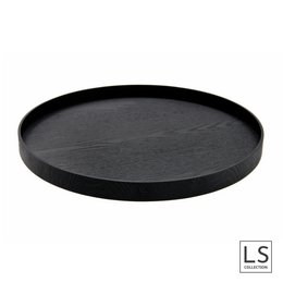 LS Collection® - Round 40cm - Tray - Candle tray - Candle tray - Serving board - Wooden tray - Wooden Tray - Plateau - Decoration - Home accessories - Matt Black
