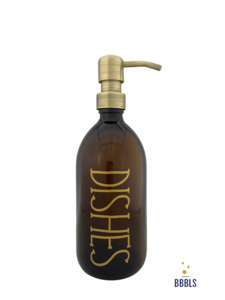 Zeepdispenser Bruin Glas - - goud 'Dishes' premium - 500ml