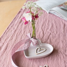 Affichage décoratif tube / vase en verre "coeur"