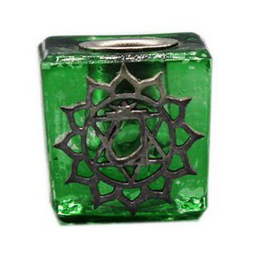 GLAS WÜRFEL GRÜN KERZENHALTER-HERZ