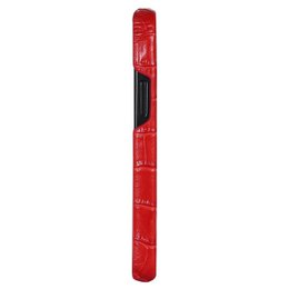 Leren Hoesje iPhone 12  Rood Leer Met Kroko Print – Apple iPhone 12  Hoesje Rood Leer Met Kroko Print