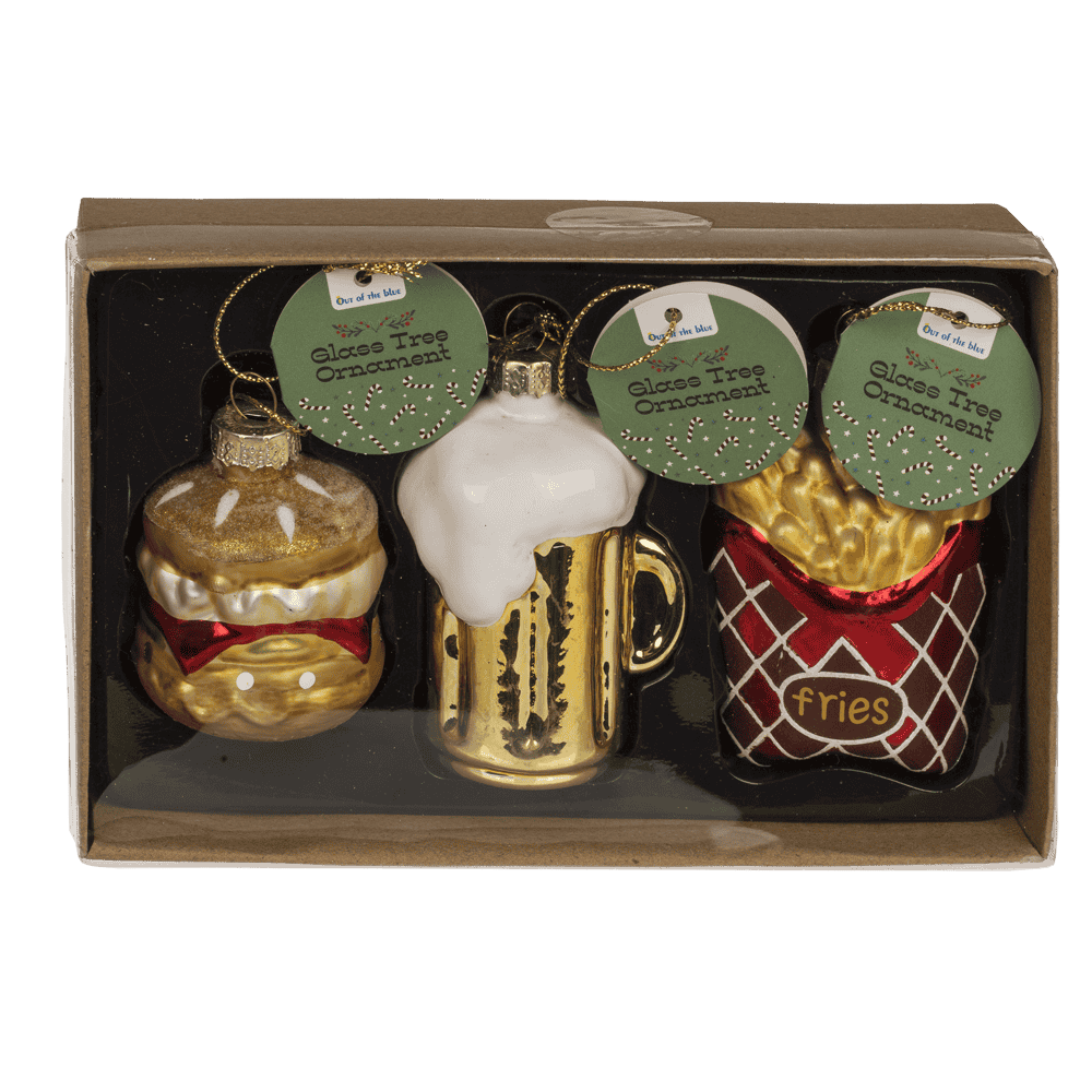 Baumschmuck aus Glas, Fast Food, 3er-Set, Burger