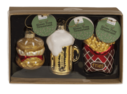 Baumschmuck aus Glas, Fast Food, 3er-Set, Burger