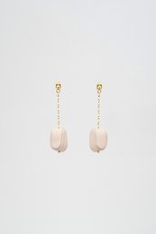 Cylindrical chain drop earrings in various colors including dusty blue, red wine, dusty green, light pink, black, spring green, dusty lilac, and grey.