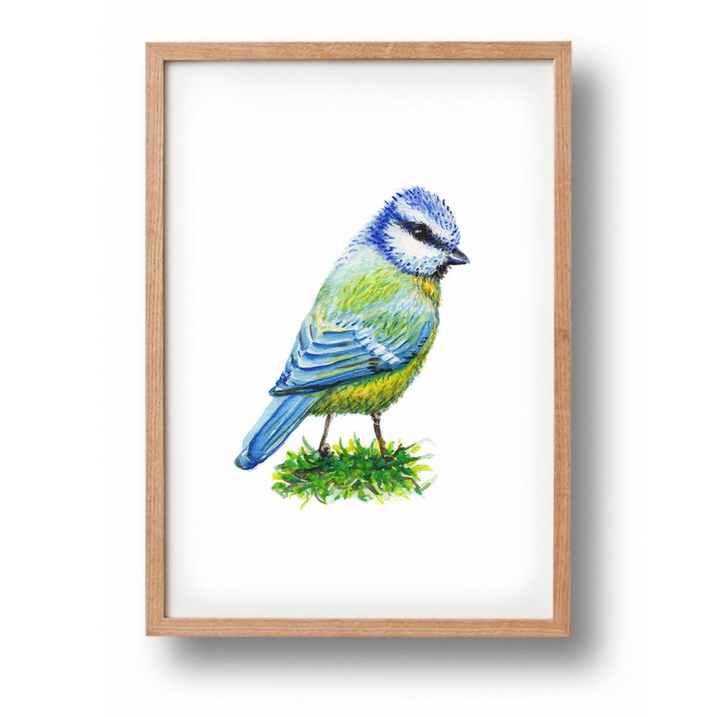 Afiche animal teta azul - A4 - guardería infantil - regalo maternidad - decoración pared - pintado a mano por Mies con acuarela