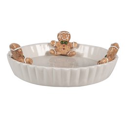 Decorative bowl Ø 23x7 cm White Ceramic Gingerbread man Serving bowl