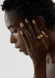 Romane - Wide Crystal Plain Gold Band