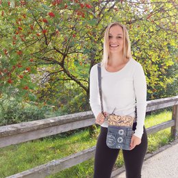 Sunsa petit sac à bandoulière durable. Sac à bandoulière pour femme fabriqué à partir de jeans recyclés et de toile (toile). Sac à main style rétro vintage. Sac bandoulière pour femme.