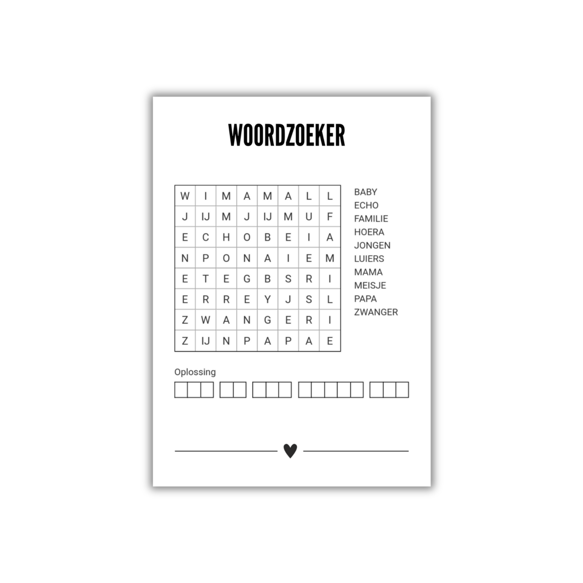 Cartolina A6 • Wordzoeker • Peter