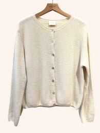 Cardigan col rond court boutonné en alpaga et laine