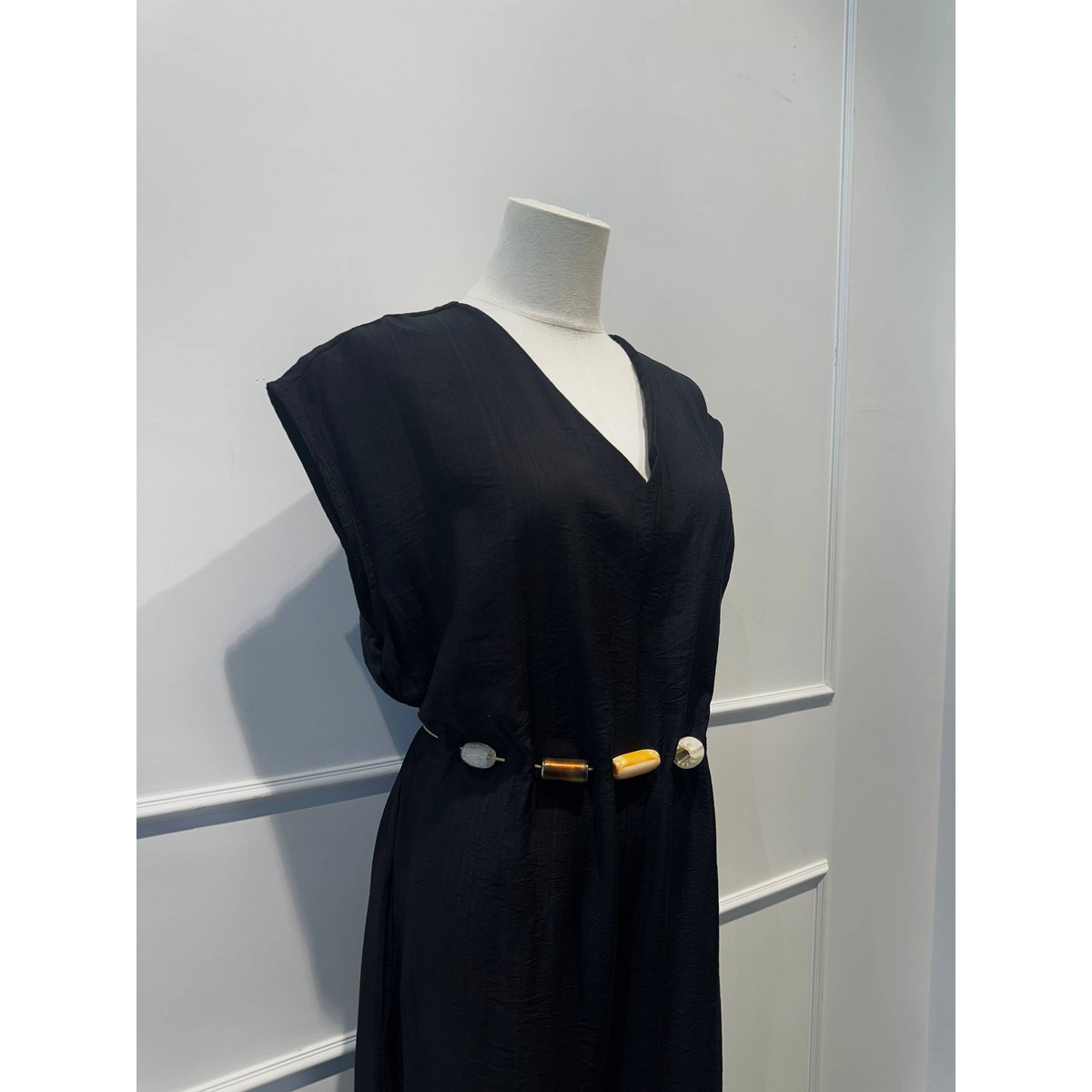 Robe-Combinaison Longue avec Ceinture de Perles - VISCOSE - 8800