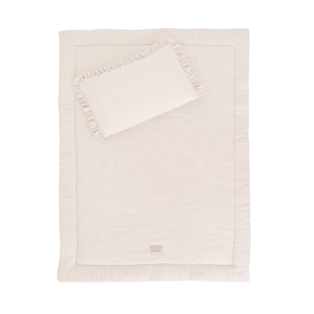 Muslin bedding set with filling ruffles Natural