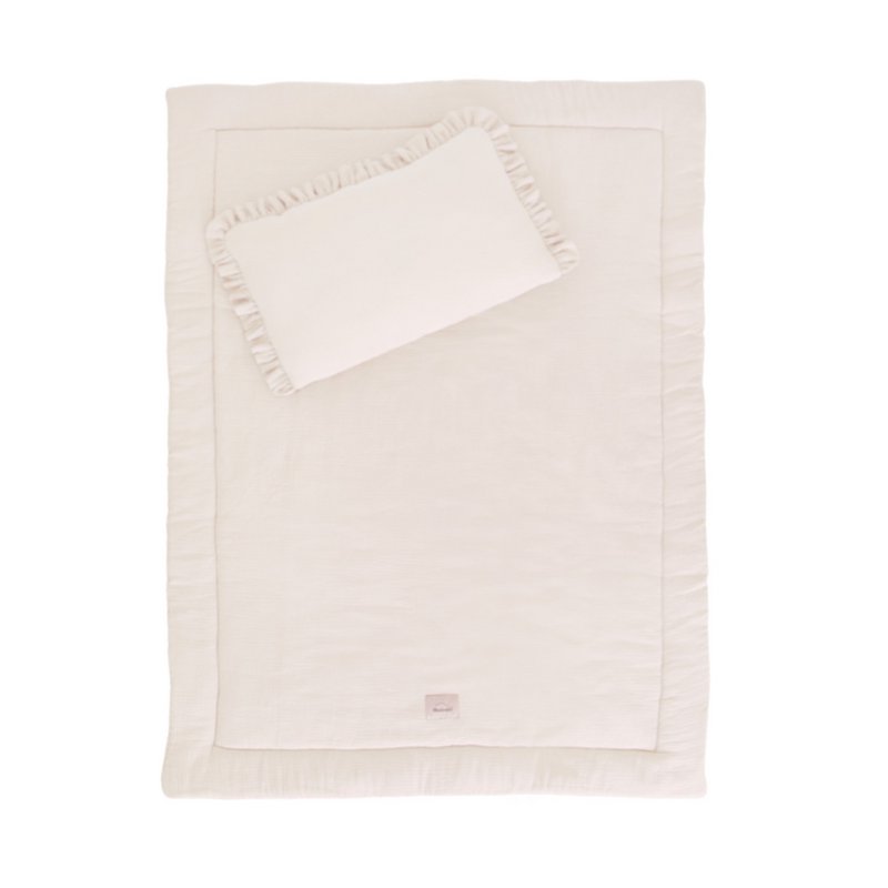Muslin bedding set with filling ruffles Natural