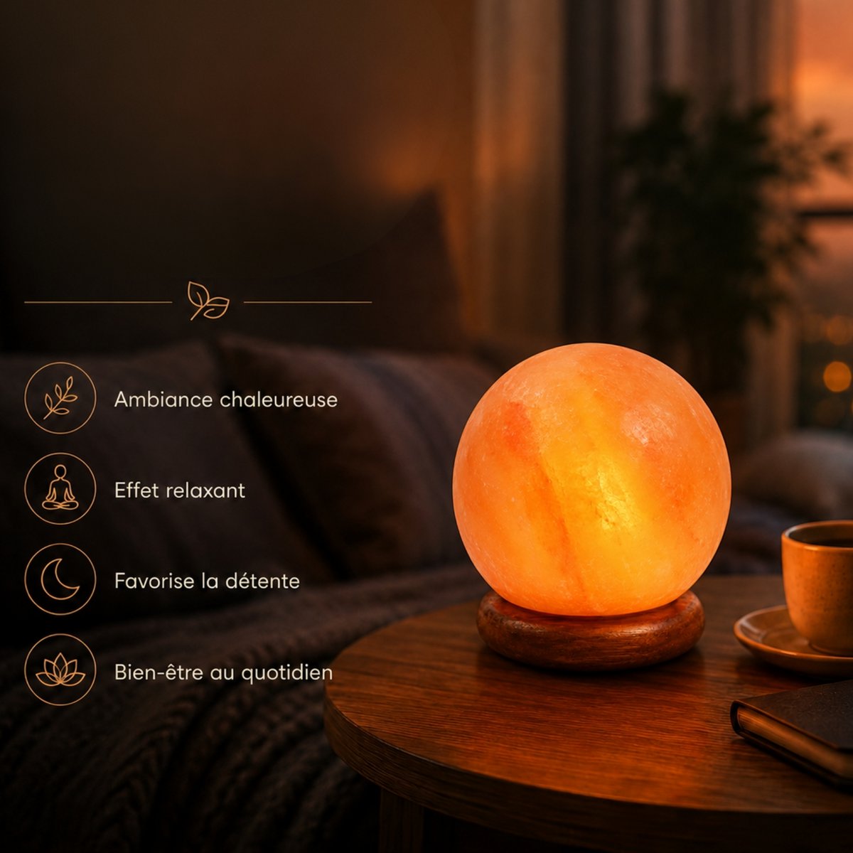 Moon Lamp in Himalayan Salt Crystal 1.9 Kg - Natural Material - Gift and Decoration Idea