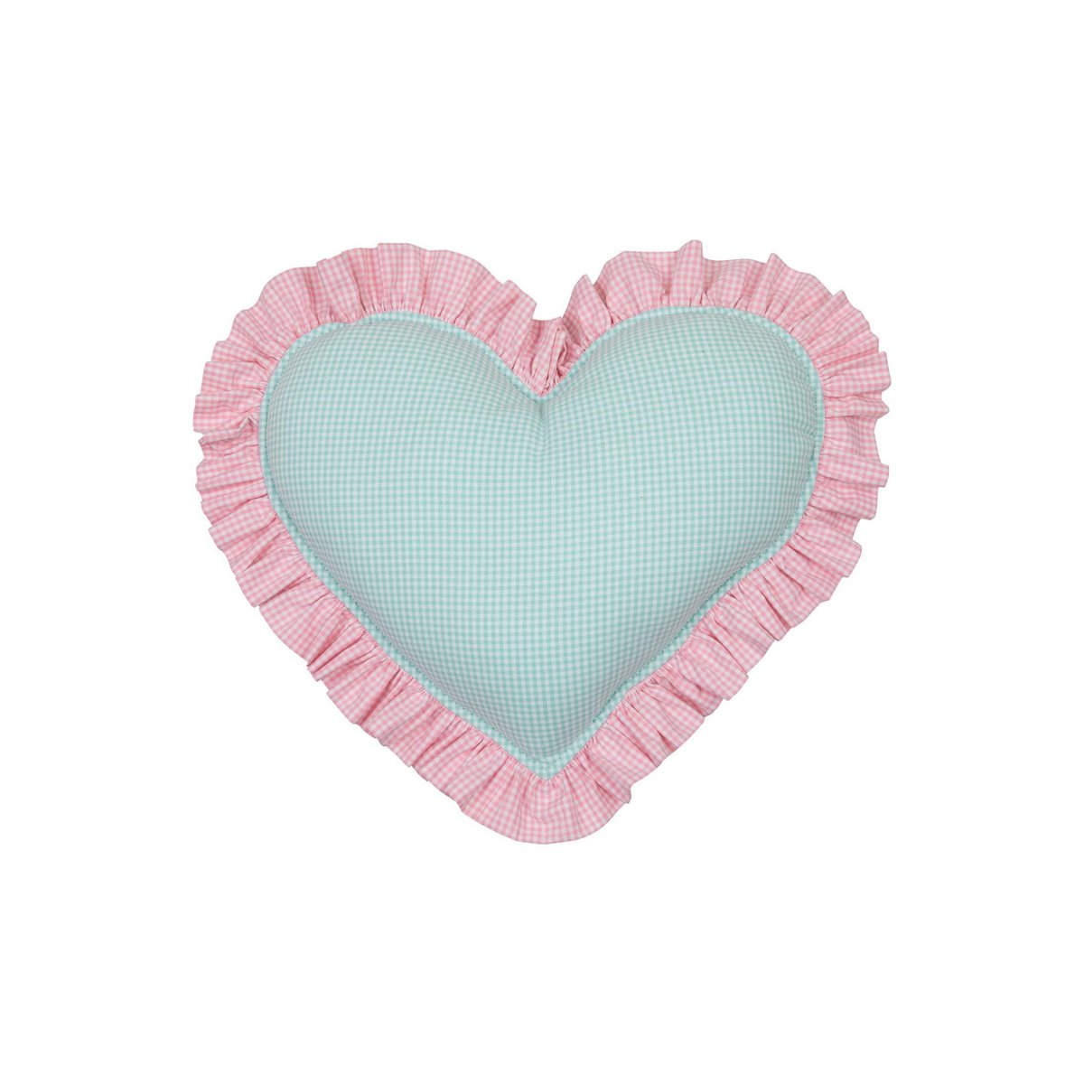 Cuscino Cuore double face con volant “giardino rosa”