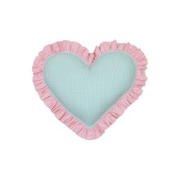 Cuscino Cuore double face con volant “giardino rosa”