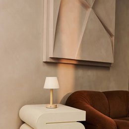 Zoë Light Brown Wooden Rechargeable Table Lamp