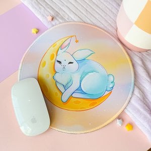 Moon Bunny Rundes Mousepad