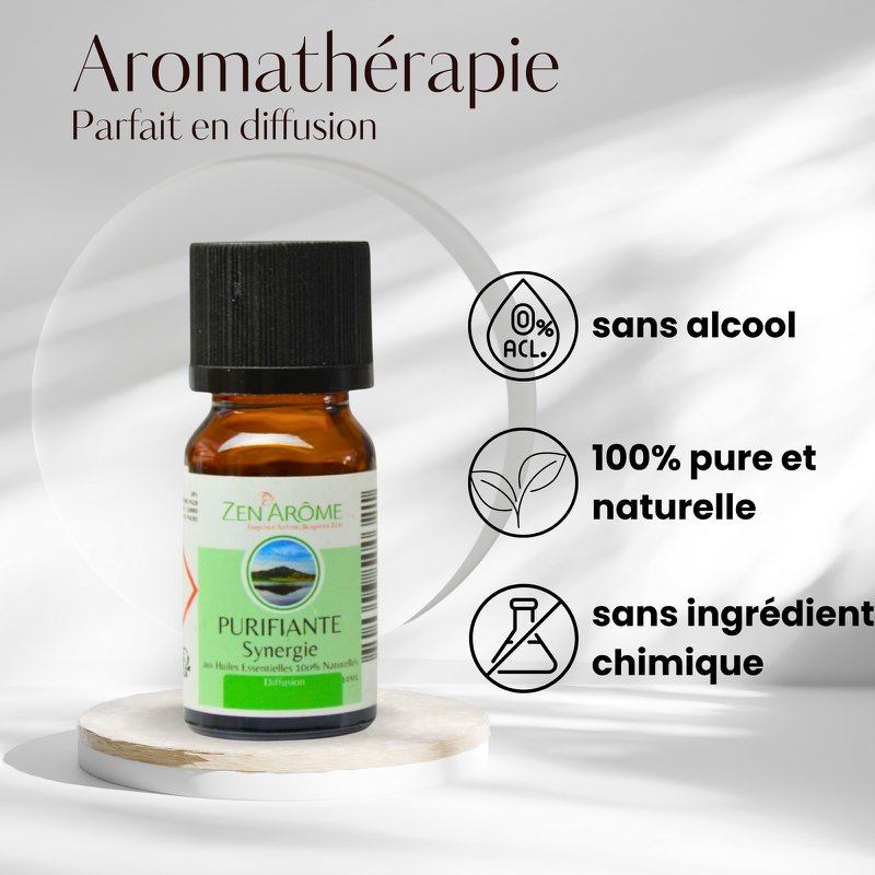Synergie van etherische oliën - Zuiverend - 10 ml - Gebruik voor diffusie - Verpakt in Frankrijk