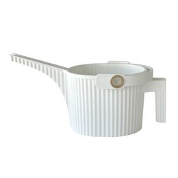 A 1.5L garden watering can with a ribbed design, available in white, green, and black color variants.