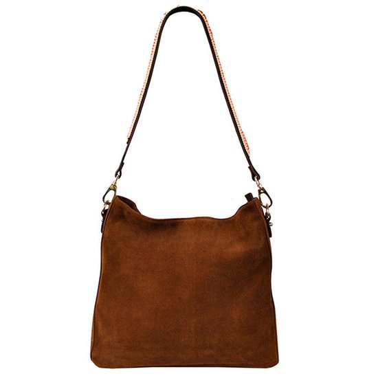 BOHO IBIZA BAG - Coral Ivory shoulder strap (70cm) + Suede bag (Cognac)