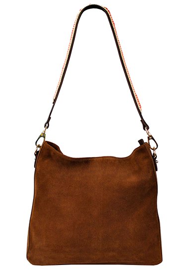 BOHO IBIZA BAG - Coral Ivory shoulder strap (70cm) + Suede bag (Cognac)