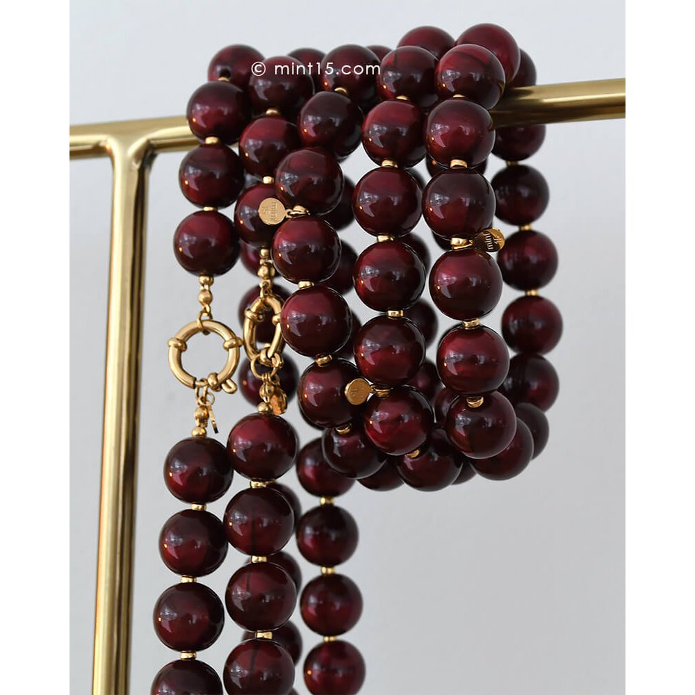 Collar llamativo con cuentas Bubbles - Burdeos