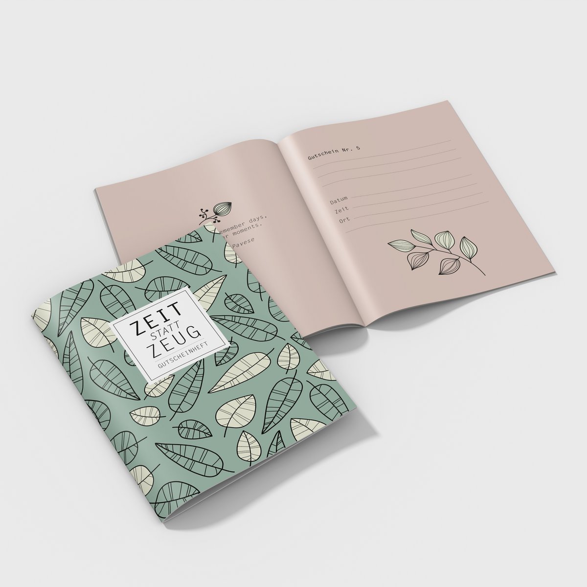Coupon booklet time instead of stuff, light green