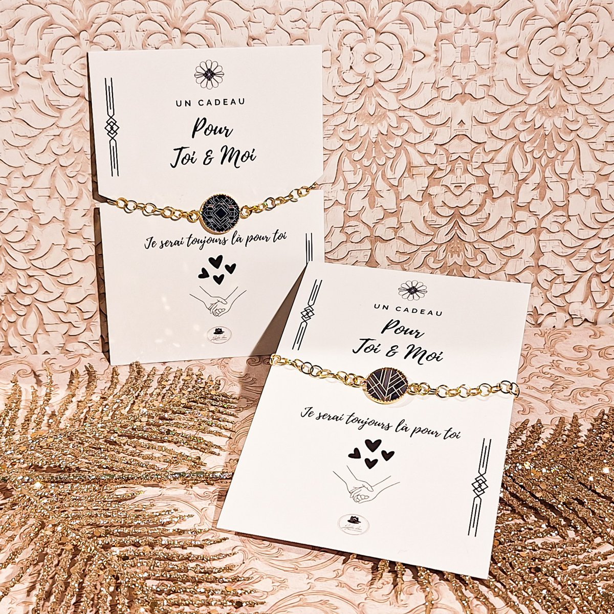 2 Braccialetti di fiori di fiori Art Deco Chaine Chevron inossidabile inossidabile inossidabile Regalo per la festa della mamma inossidabile