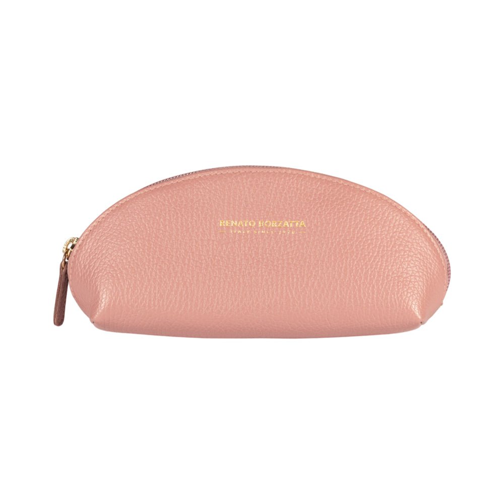 RB1088AZ | Astuccio/Pochette a Mezzaluna Made in Italy in Vera Pelle grana Dollaro. Colore Rosa Antico