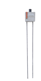 A tall, cylindrical concrete garden torch with an industrial cement design. Available in black and cognac colors, in medium and large sizes.