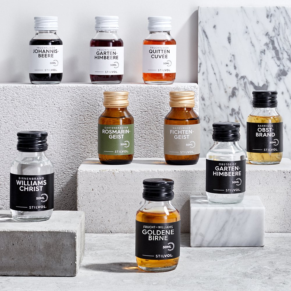 Mini snaps and liqueurs from Stilvol. In 50ml - small gifts and guest gifts