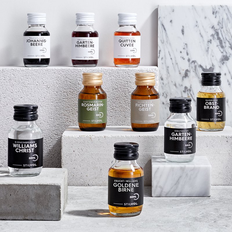 Mini snaps and liqueurs from Stilvol. In 50ml - small gifts and guest gifts